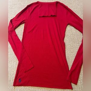 Red Ralph Lauren Stretch Ribbed Turtleneck, Size Medium